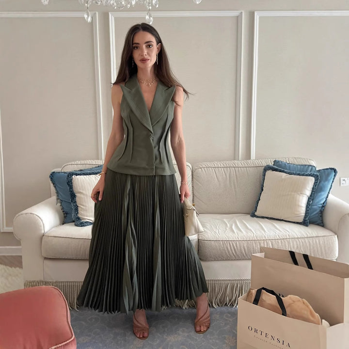 Damen eleganter Plisseerock mit taillierter Passform Aliams