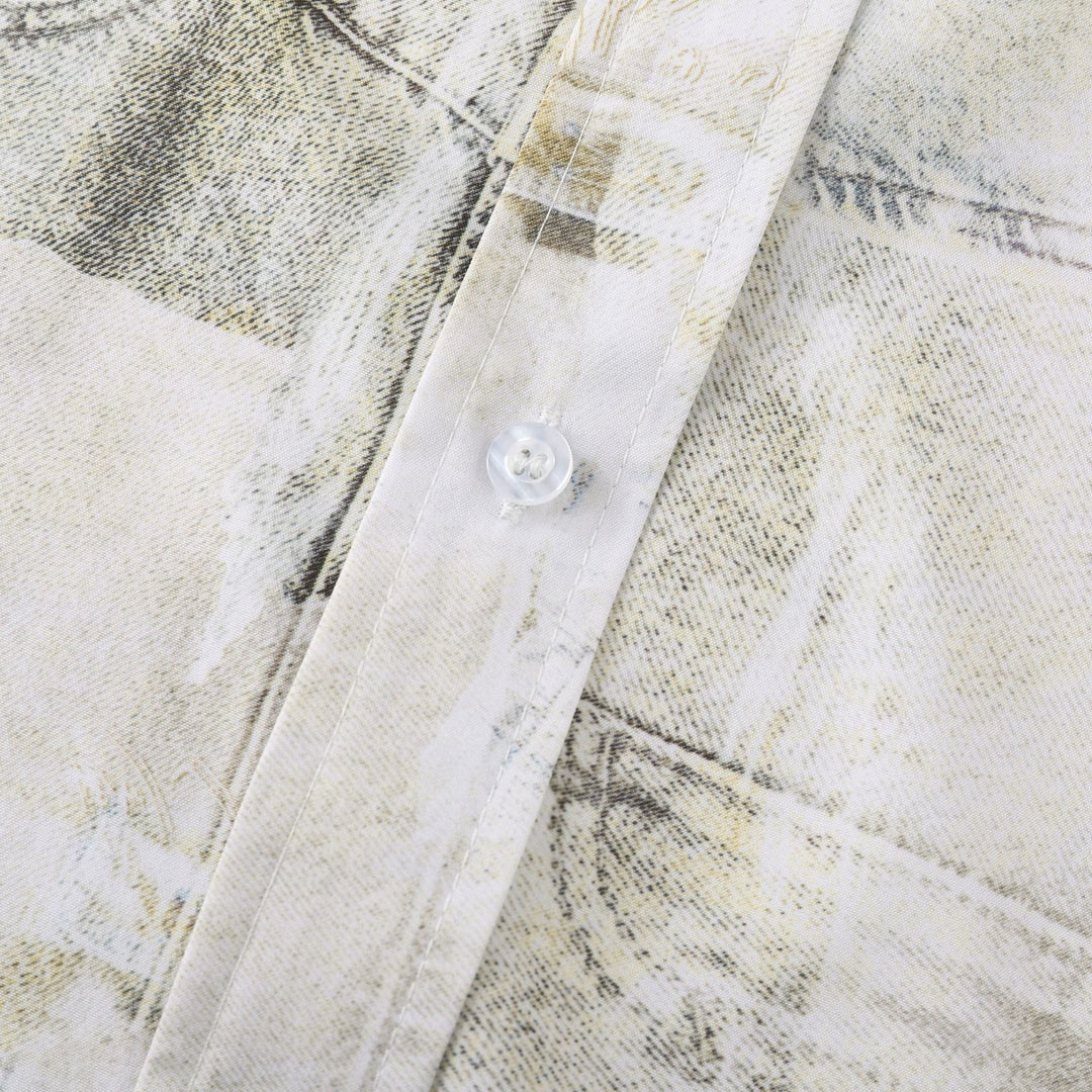 Herren Kurzarmhemd im kreativen abstrakten Design mit knöpfbarem Stehkragen Aliams