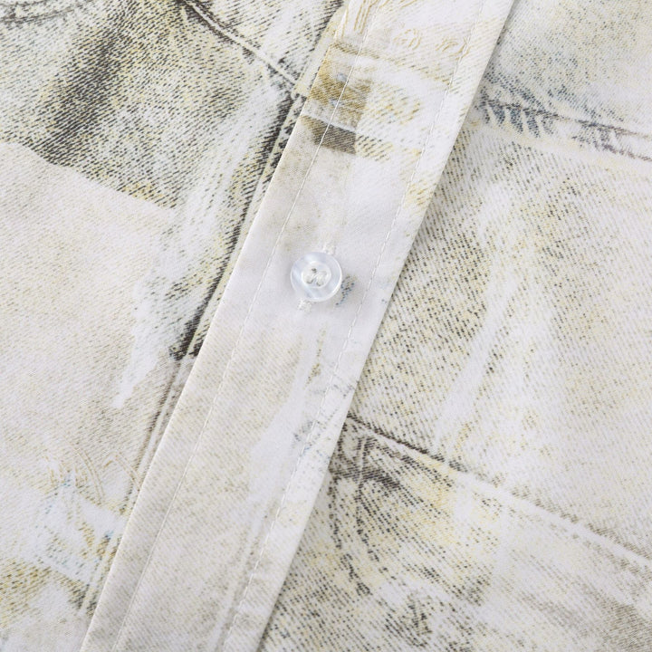 Herren Kurzarmhemd im kreativen abstrakten Design mit knöpfbarem Stehkragen Aliams