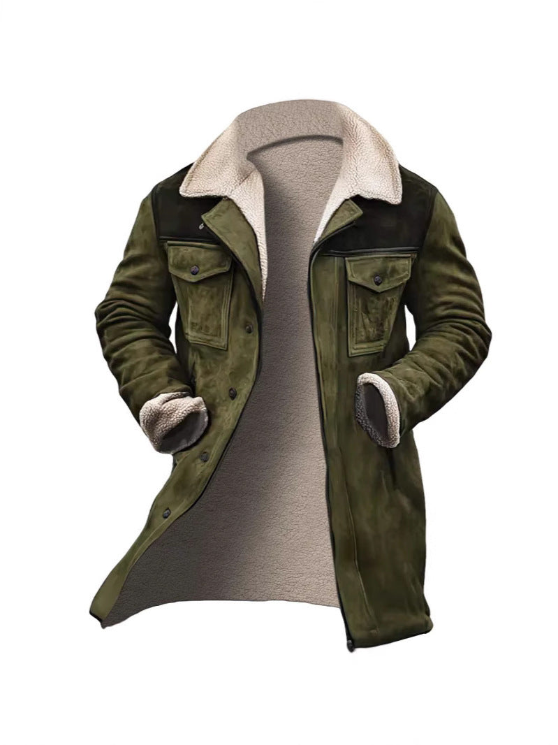 Herren verspielt schicke Wildlederjacke mit warmem Fleecefutter Aliams