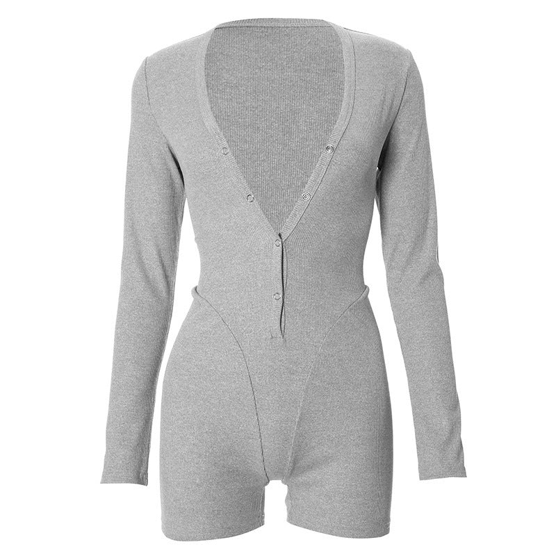 Damen Einteiler mit modernem Schnitt und Knopf-Detail Aliams