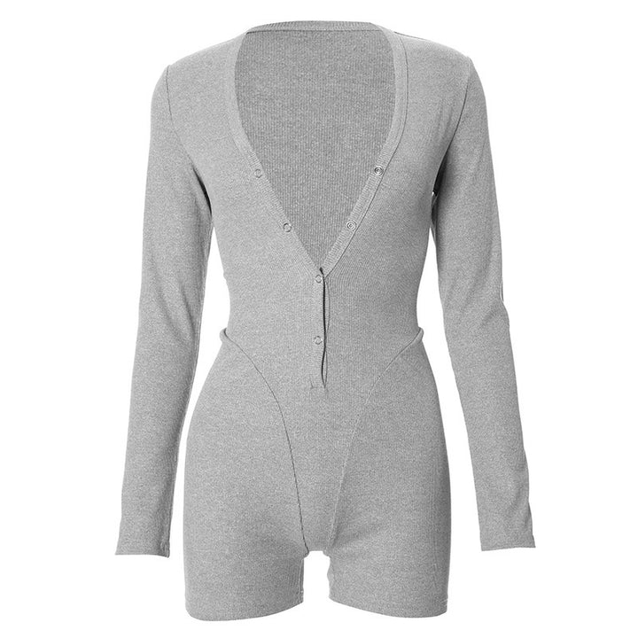 Damen Einteiler mit modernem Schnitt und Knopf-Detail Aliams