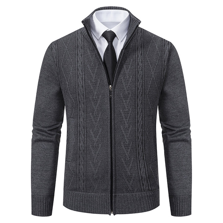 Herren Strickjacke mit modernem Zipper und eleganter Zopfstruktur Aliams
