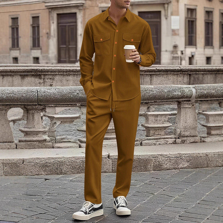 Herren gestreiftes Freizeit-Anzugset mit modischen Details Aliams