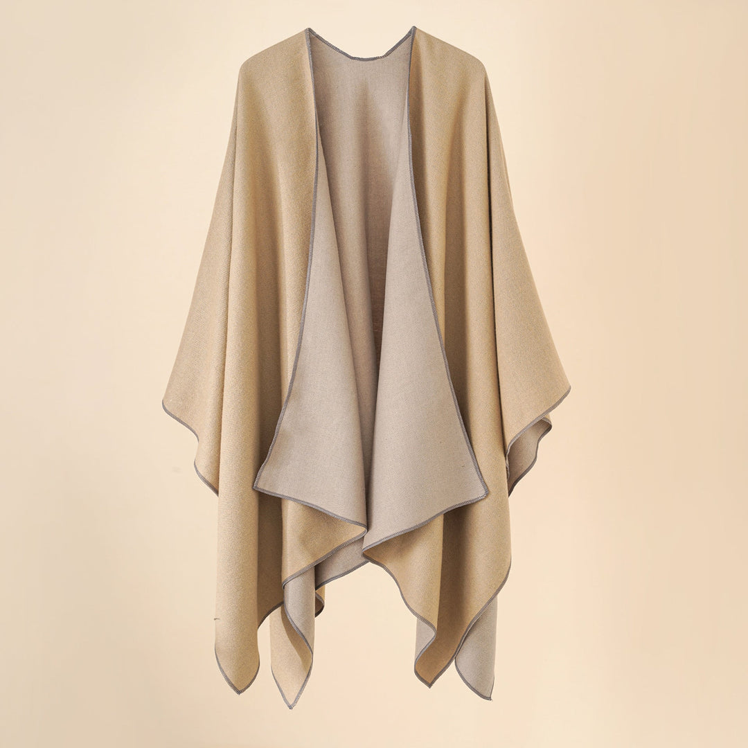 Damen Wohlfühl-Poncho Aus Weichem Wollmix mit Elegantem Schnitt Aliams