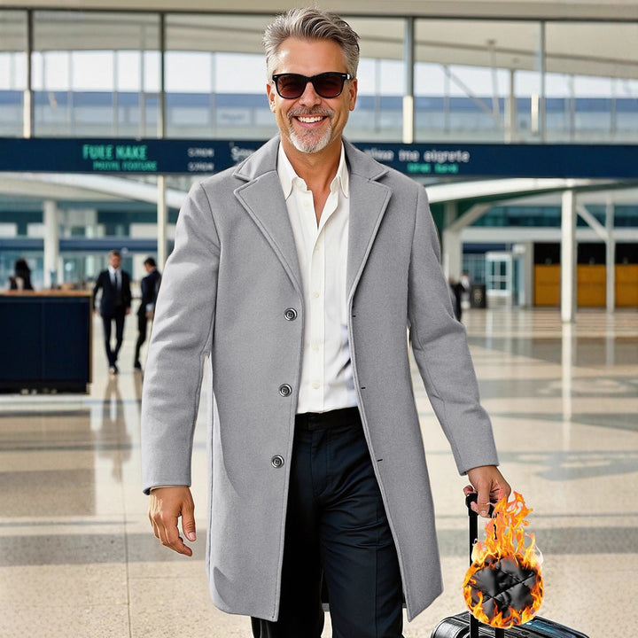 Herren eleganter, taillierter Business-Doppelreiher Mantel Aliams