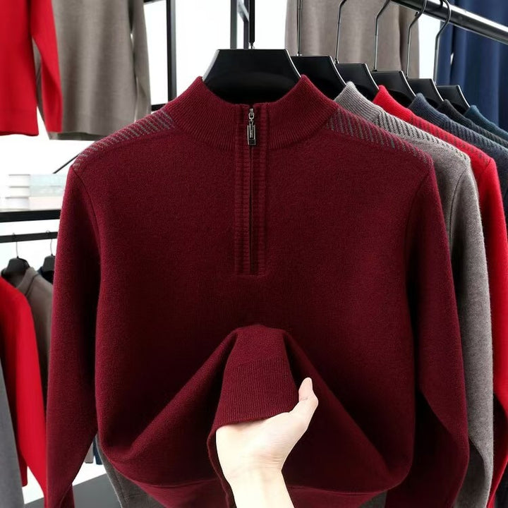 Herren funktionaler Rollkragenpullover mit halbzipper und strukturiertem Design Aliams