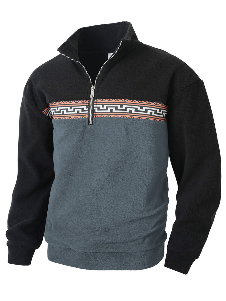 Herren Fleece Pullover mit modischem Stehkragen Aliams
