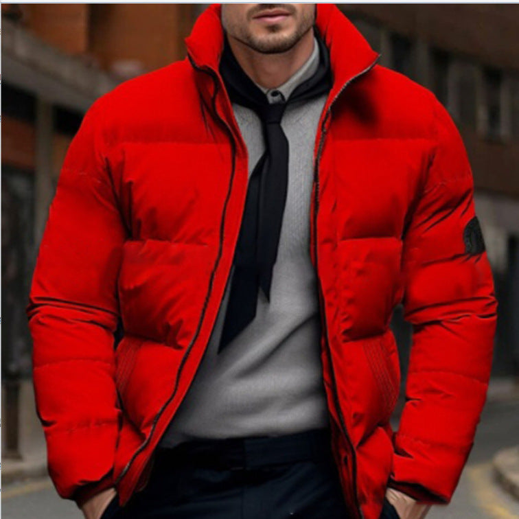 Herren gesteppte Winterjacke mit hohem Kragen und individuell anpassbarem Verschluss Aliams
