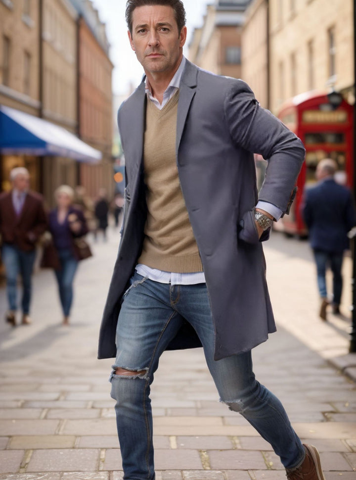 Herren eleganter Mantel mit hochwertigen Details Aliams