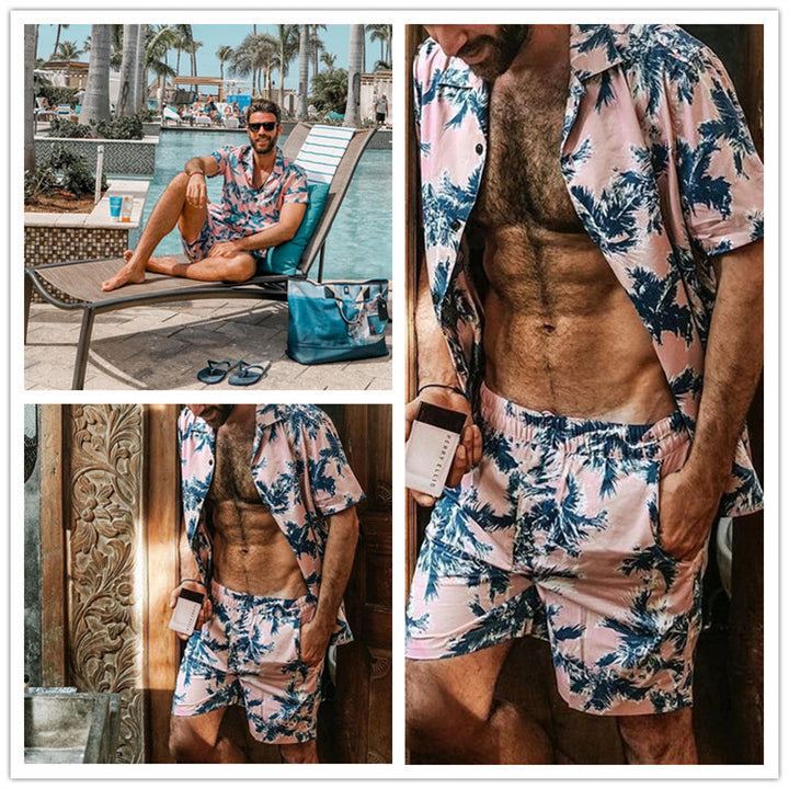 Herren Sommerliches Freizeit-Set mit kurzem Arm und elastischem Bund Aliams