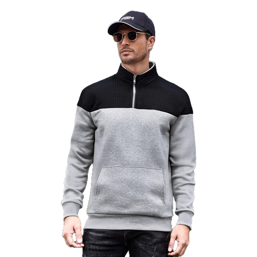 Herren funktionale Sweatjacke mit hochschließendem Kragen und praktischer Kängurutasche Aliams
