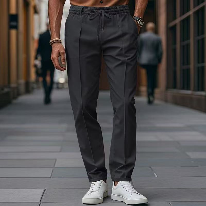 Herren elegante Freizeit-Hose mit elastischem Bund und seitlichen Eingrifftaschen Aliams