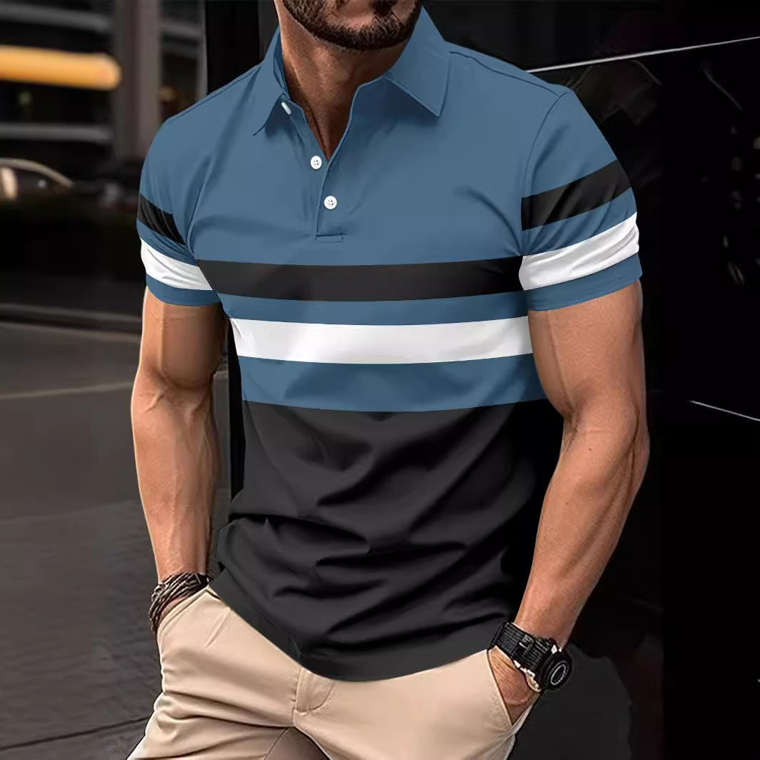 Herren Trendy Gestreiftes Aktiv Polo-Shirt Aliams