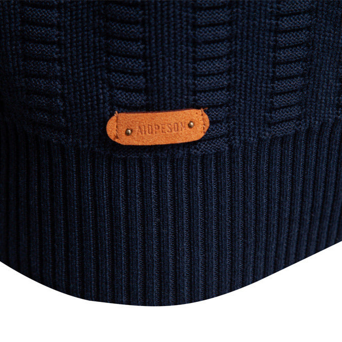 Herren Pullover mit strukturiertem Design und halbem Reißverschluss Aliams
