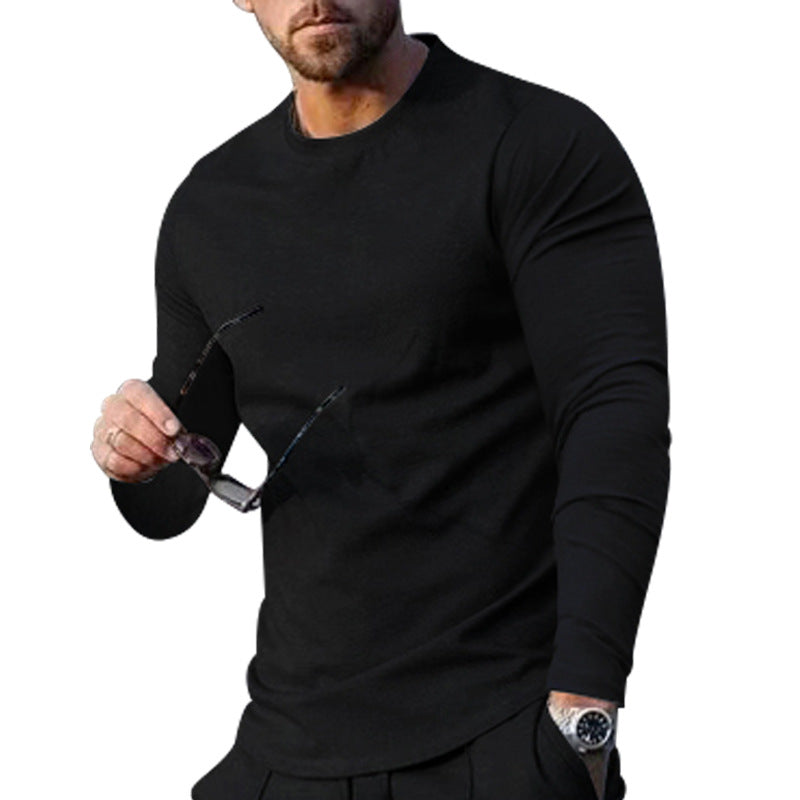 Herren hochwertiges Langarmshirt mit stylishem Rundhalsund und weicher Baumwollmischung Aliams