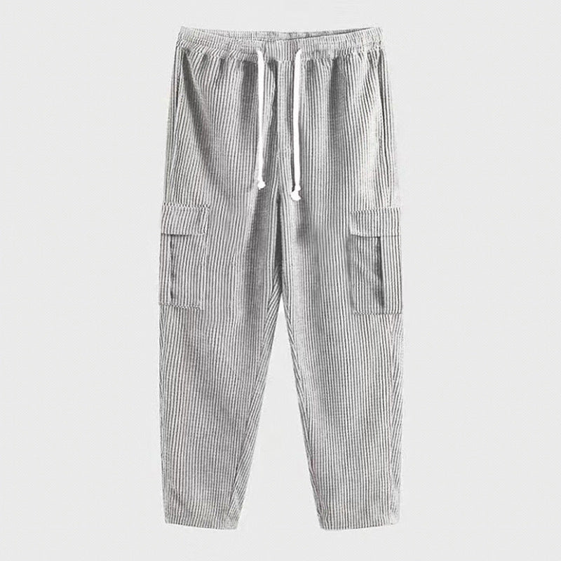 Herren Komfortable Cargo-Hose mit verstellbarem Bund und seitlichen Taschen Aliams