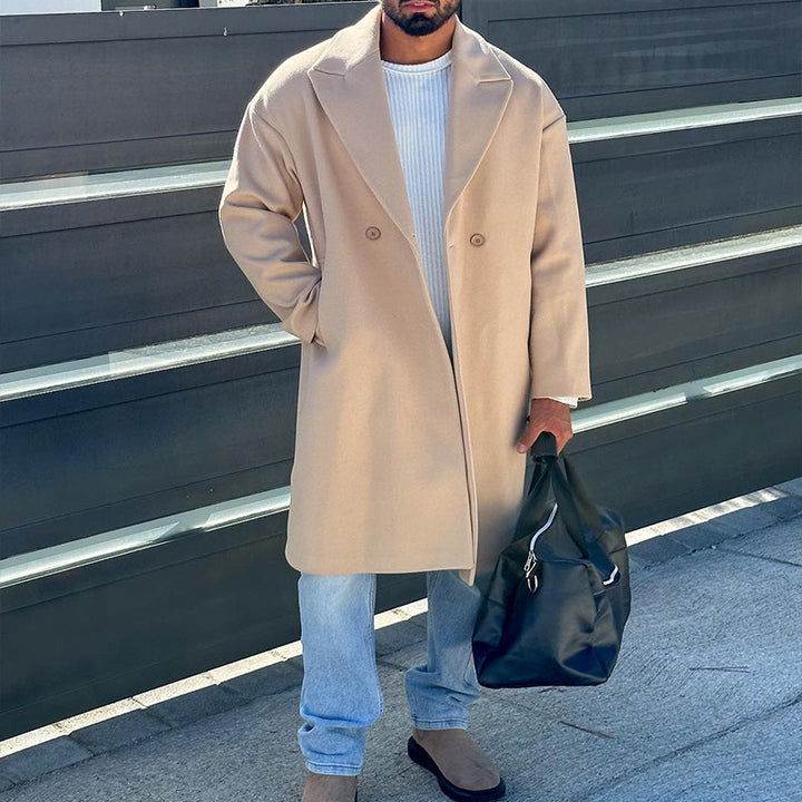 Herren eleganter Übergroßer Wollmantel Aliams