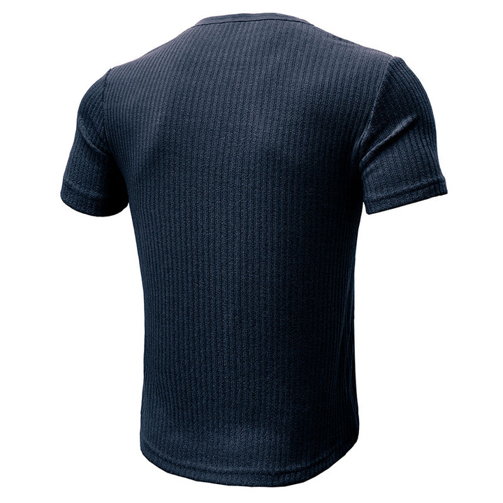 Herren Kurzarm-Henley Shirt mit strukturierter Oberfläche Aliams