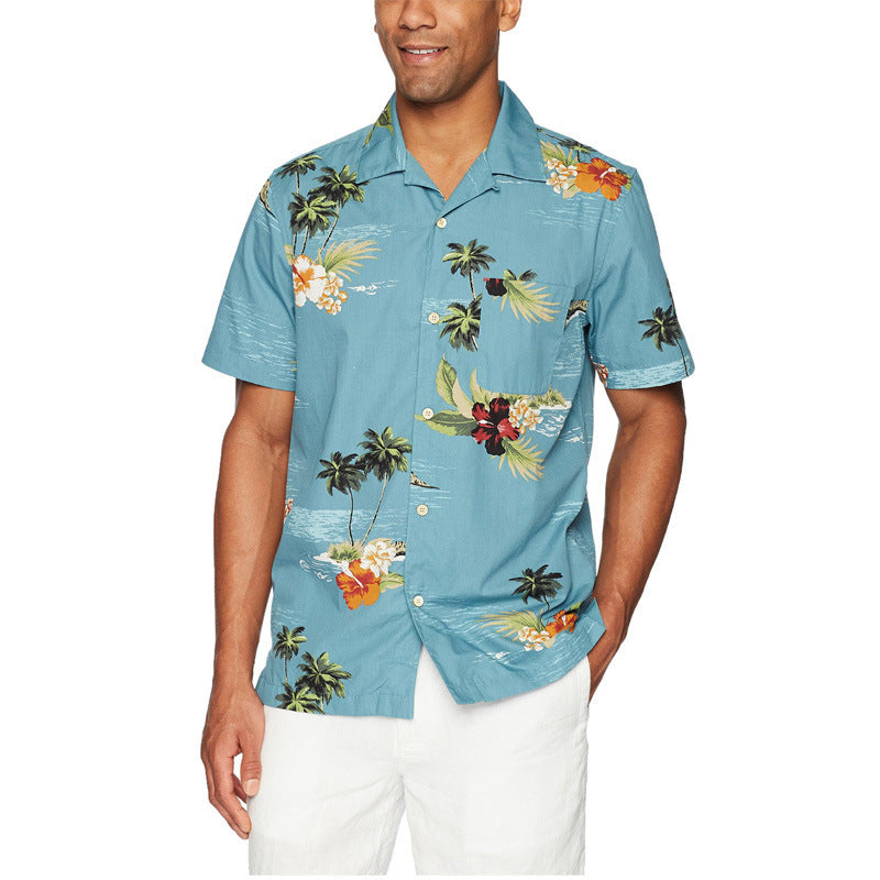 Herren Kurzarm-Hemd im modernen Hawaii-Design mit floralem Muster und hochwertigem Stoff Aliams