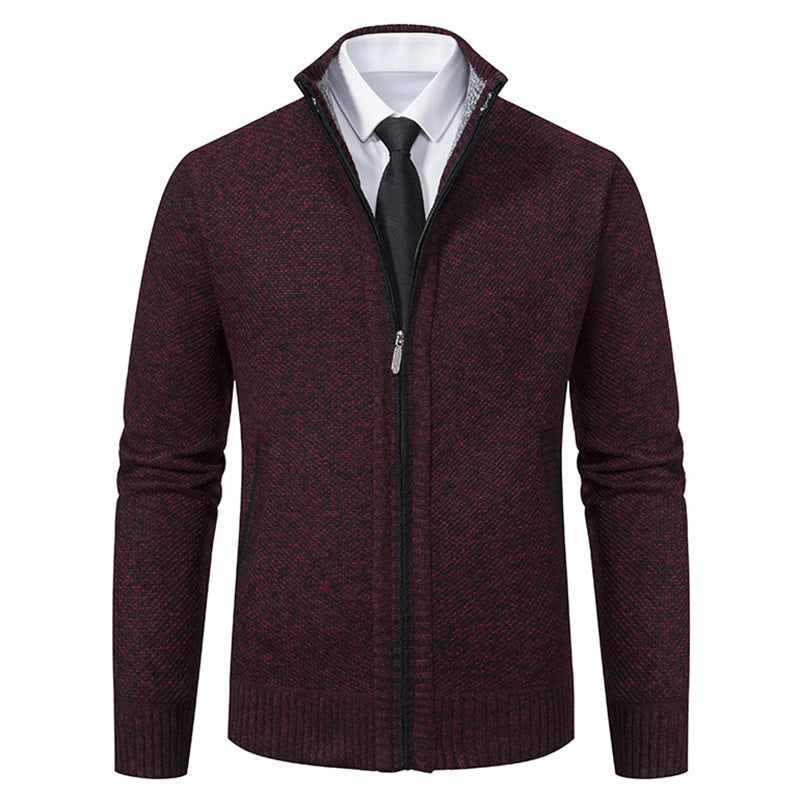 Herren elegante Strickjacke mit durchgehendem Reißverschluss und strukturiertem Design Aliams