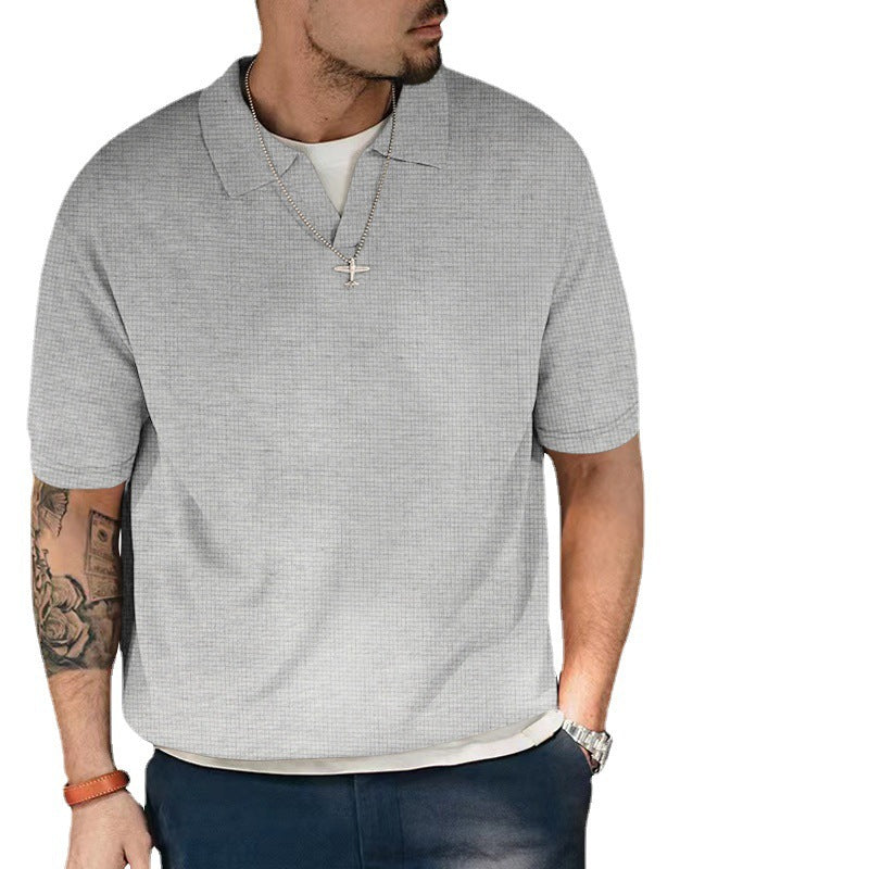 Herren Kurzarm Polohemd mit strukturiertem Design und modernem V-Ausschnitt Aliams