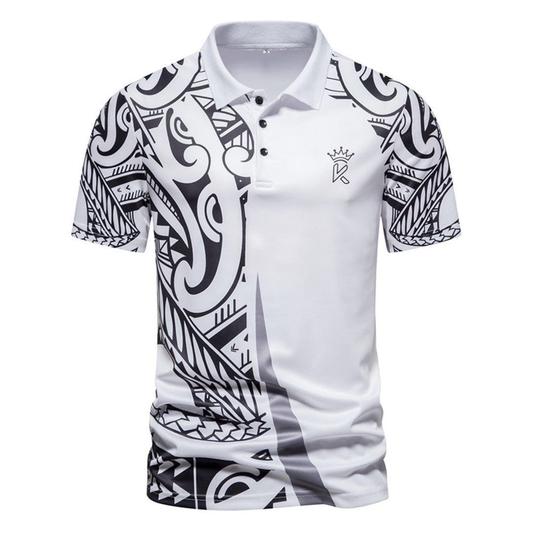 Herren Poloshirt mit modernem tribal Design und atmungsaktiver Funktionalität Aliams
