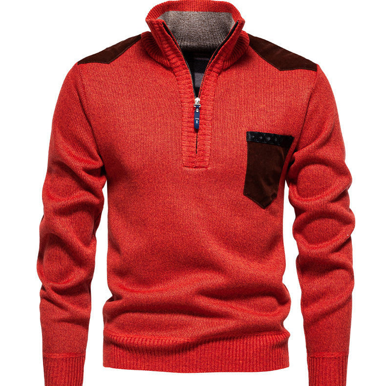 Herren Pullover mit halbhohem Kragen und modischen Akzenten Aliams