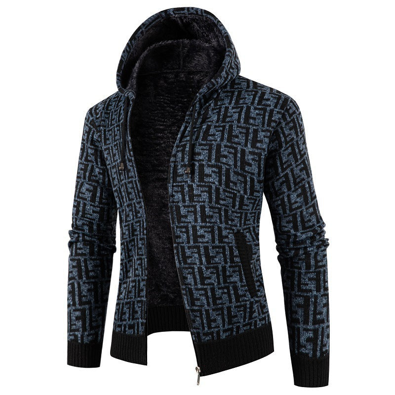 Herren trendige Strickjacke mit modernem Muster Aliams