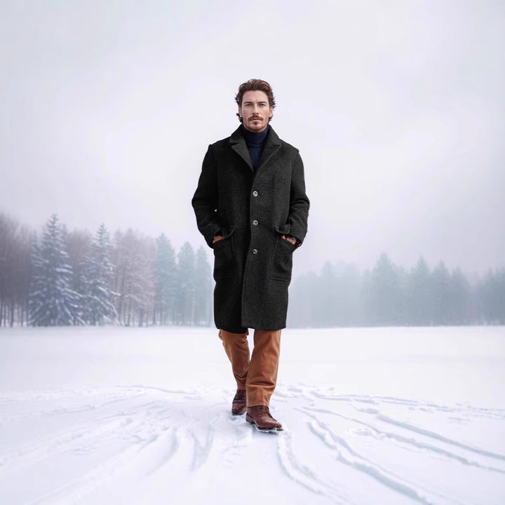 Herren eleganter Lammfellmantel mit strukturiertem Obermaterial und praktischem Verschluss Aliams