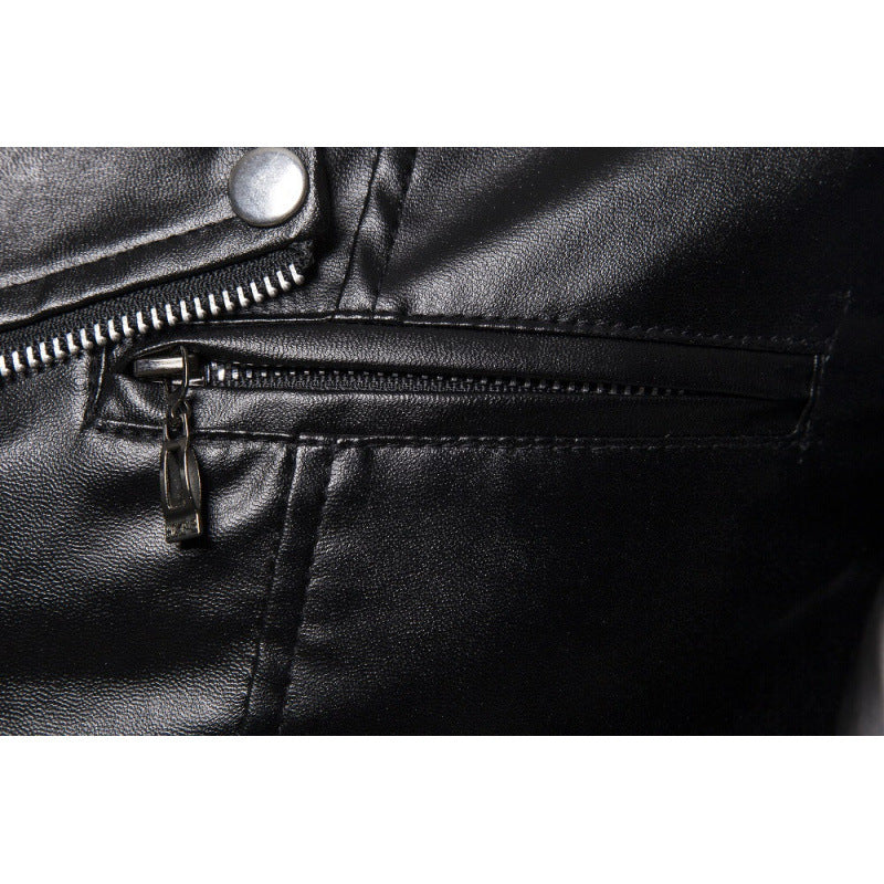 Herren Kunstleder Bikerjacke mit asymmetrischem Reißverschluss Aliams