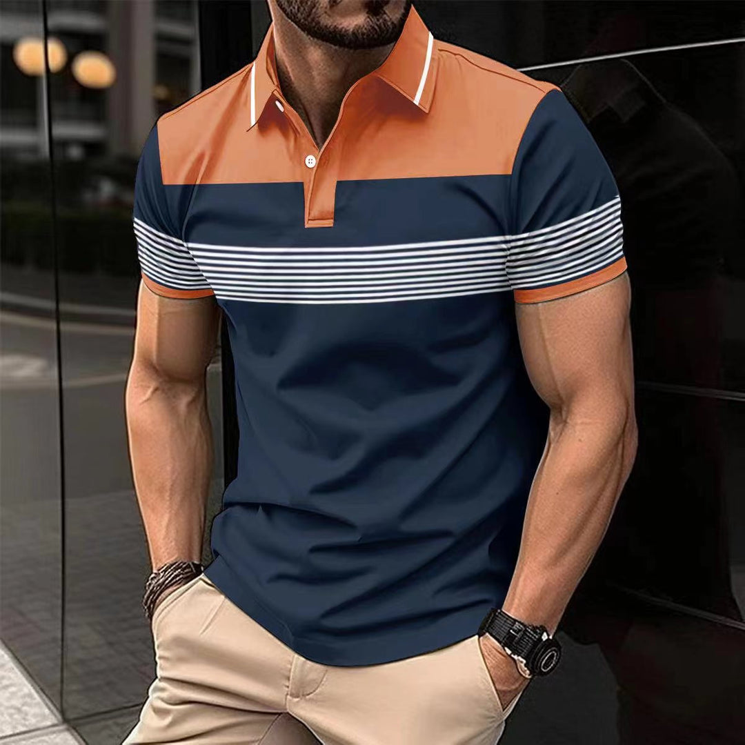 Herren Kurzarm Polohemd mit stylischem Streifenmuster und eleganten Details Aliams