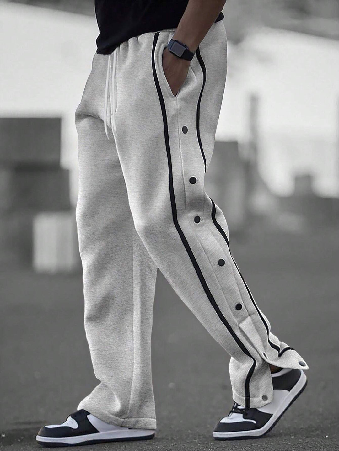 Herren sportliche Freizeithose mit Druckknopf-Detail Aliams