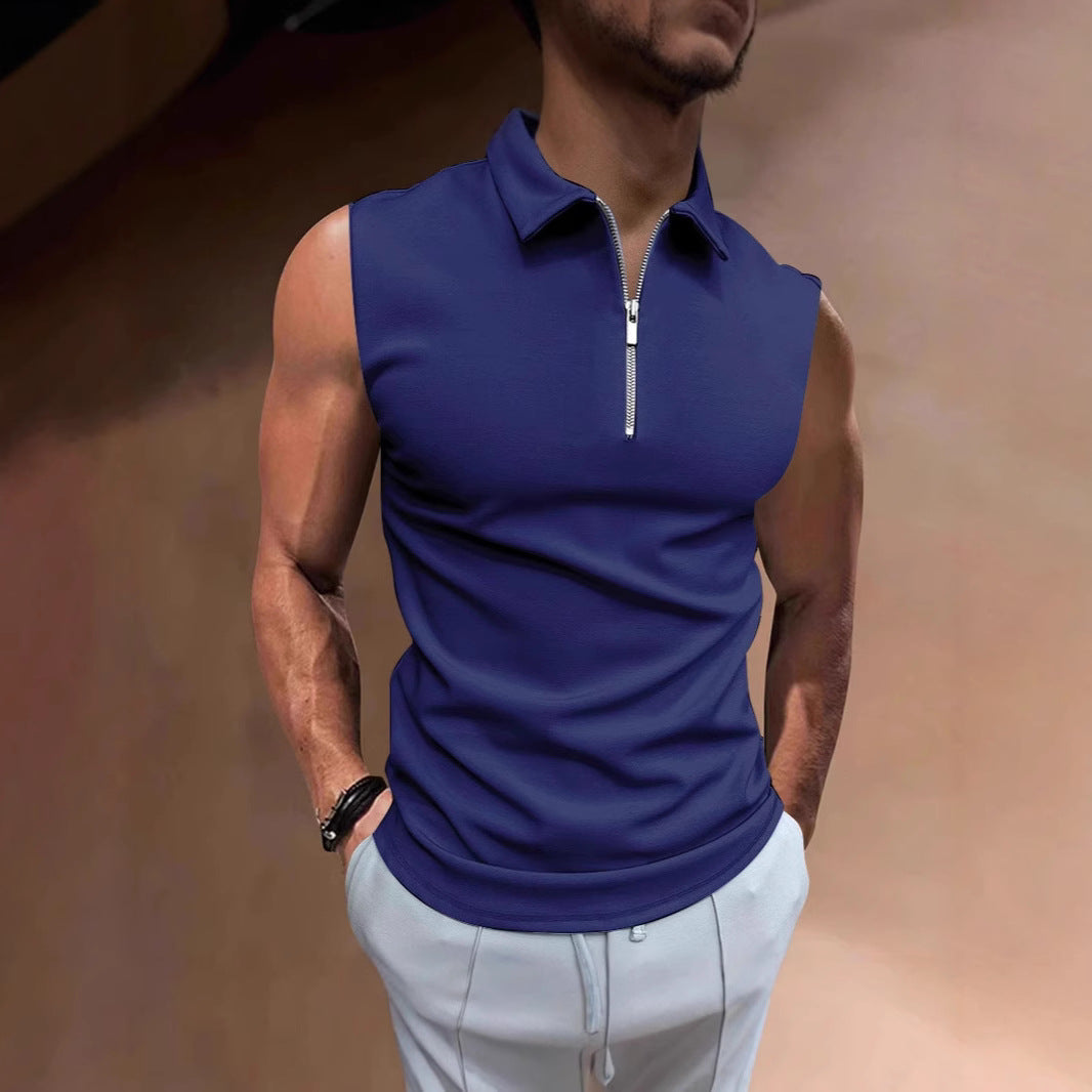 Herren Kurzarm Poloshirt mit modernem Stehkragen und funktionellem Reißverschluss Aliams