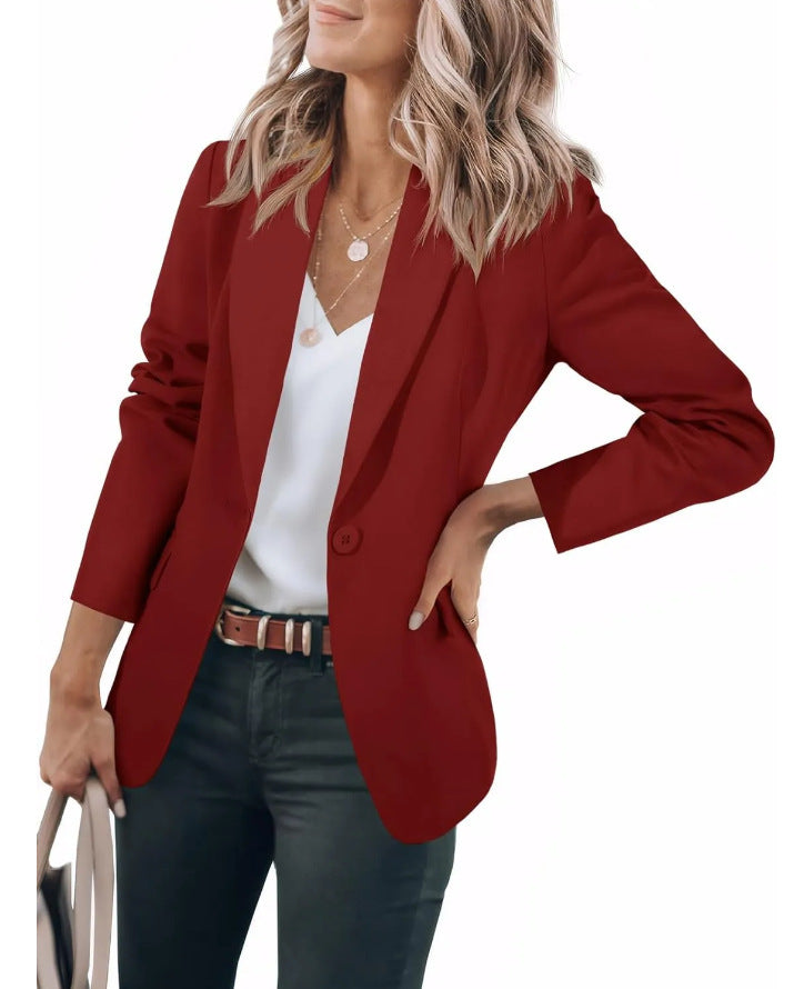 Damen Lässiger Blazer mit Elegantem Schnitt und Praktischen Taschen Aliams