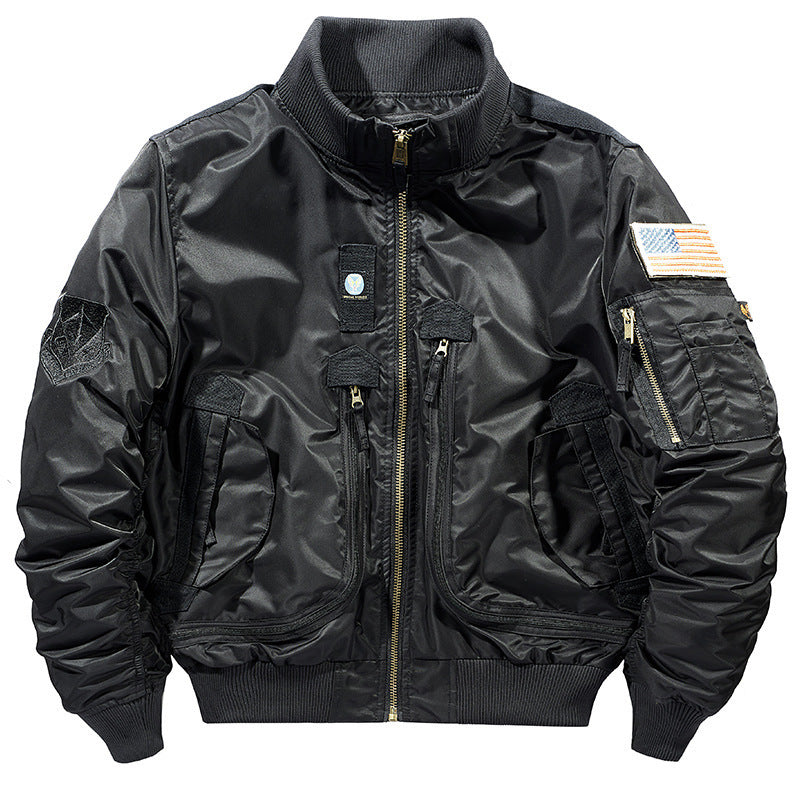 Herren stylische Bomberjacke mit vielseitigen Taschen Aliams