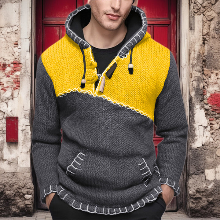 Herren Kapuzenpullover mit einzigartigem Zickzackmuster und hochwertiger Strickstruktur Aliams