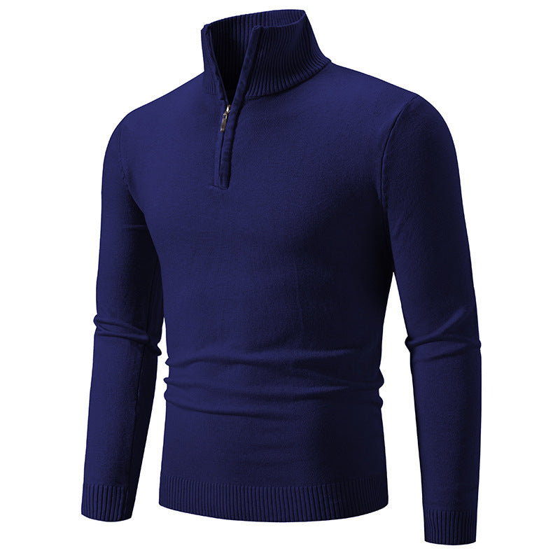 Herren eleganter Pullover mit hohem Kragen und feinem Rippdesign Aliams