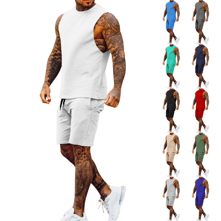 Herren sportliches Tanktop und Shorts-Set mit elastischem Bund Aliams