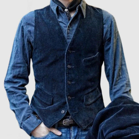 Herren Weste aus weichem Cord mit klassischem Schnitt und praktischen Taschen Aliams