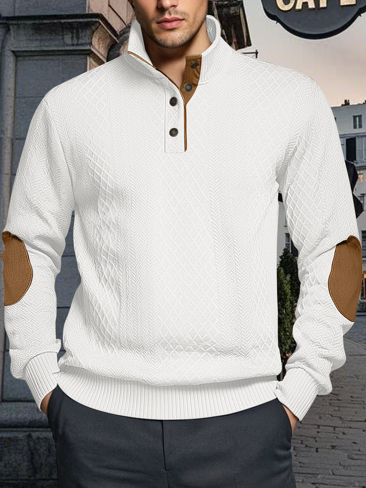 Herren Strickpullover mit strukturiertem Design und Lederpatches Aliams