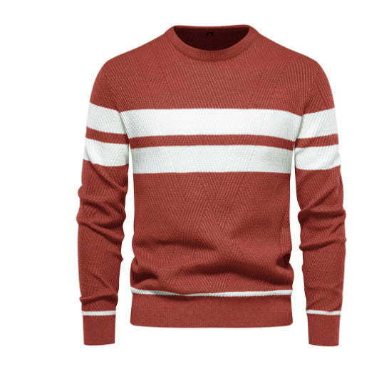 Herren Strickpullover mit modernem Strukturdesign und klassischen Streifen Aliams