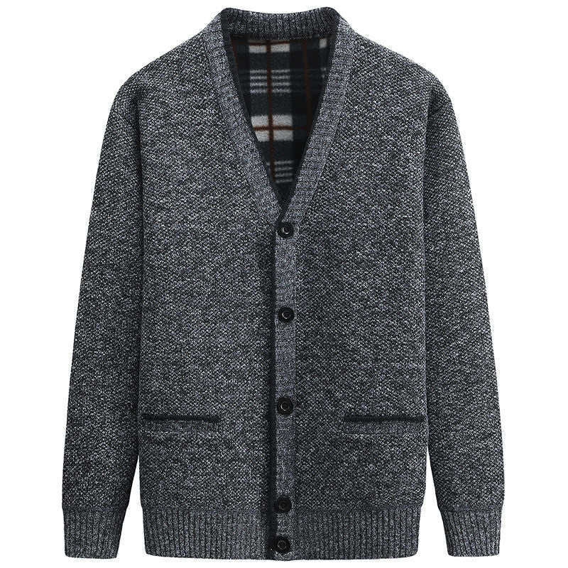 Herren stilvolle Strickjacke mit V-Ausschnitt und liebevollen Details Aliams