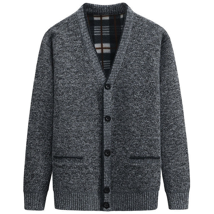 Herren stilvolle Strickjacke mit V-Ausschnitt und liebevollen Details Aliams
