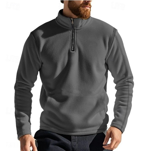 Herren Fleece Pullover mit halbem Reißverschluss und hohen Kragen Aliams
