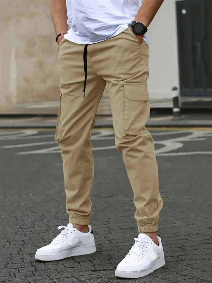Herren trendige Cargo-Hose mit elastischem Bund und praktischen Seitentaschen Aliams