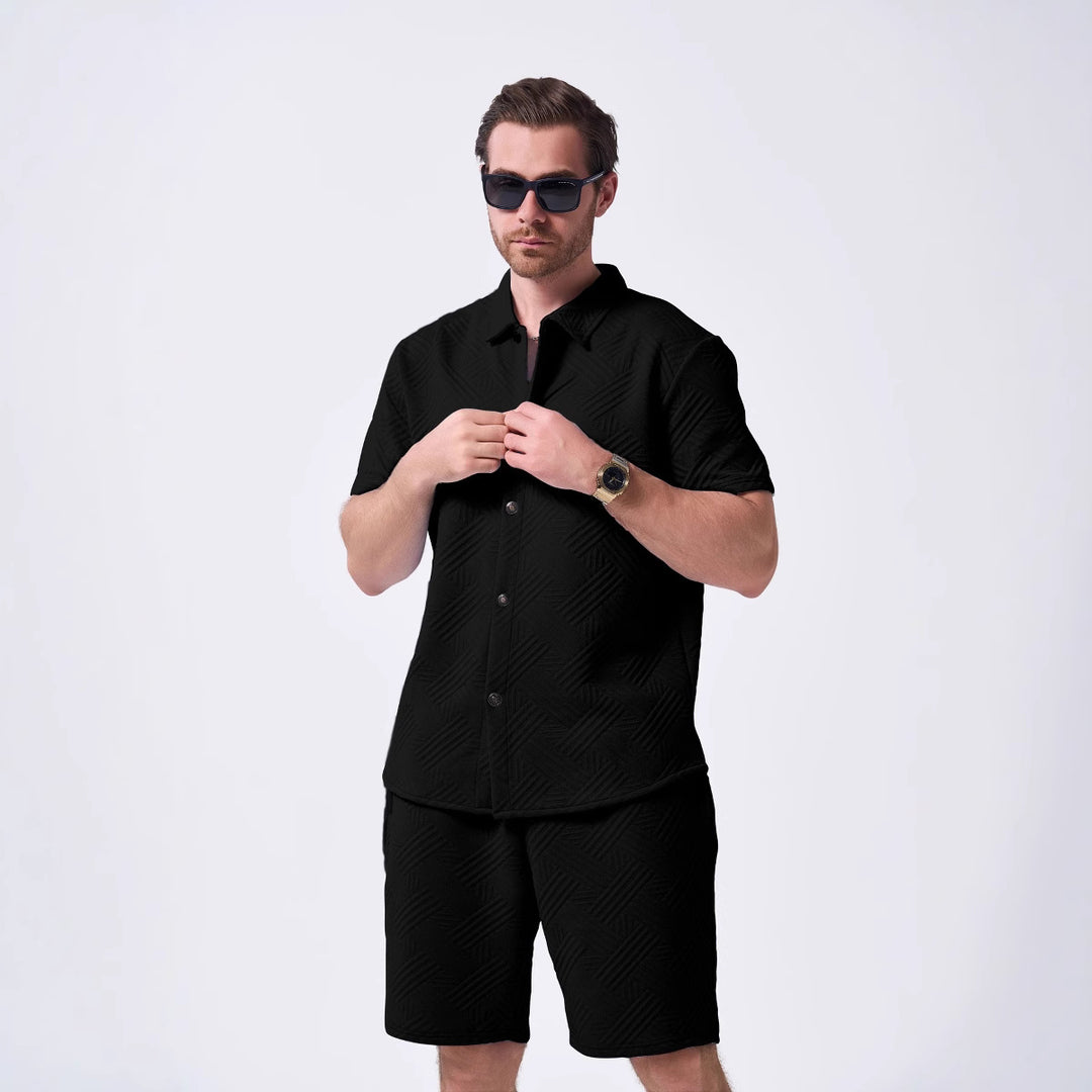 Herren stilvolles Kurzarm-Hemd mit passender Shorts Aliams