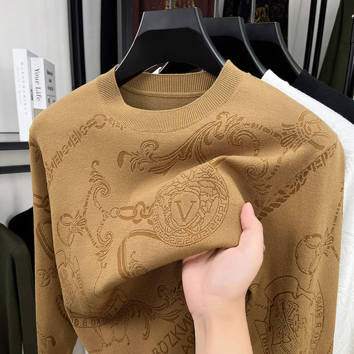 Herren hochwertiger Strickpullover mit 3D-Logo-Dessin Aliams