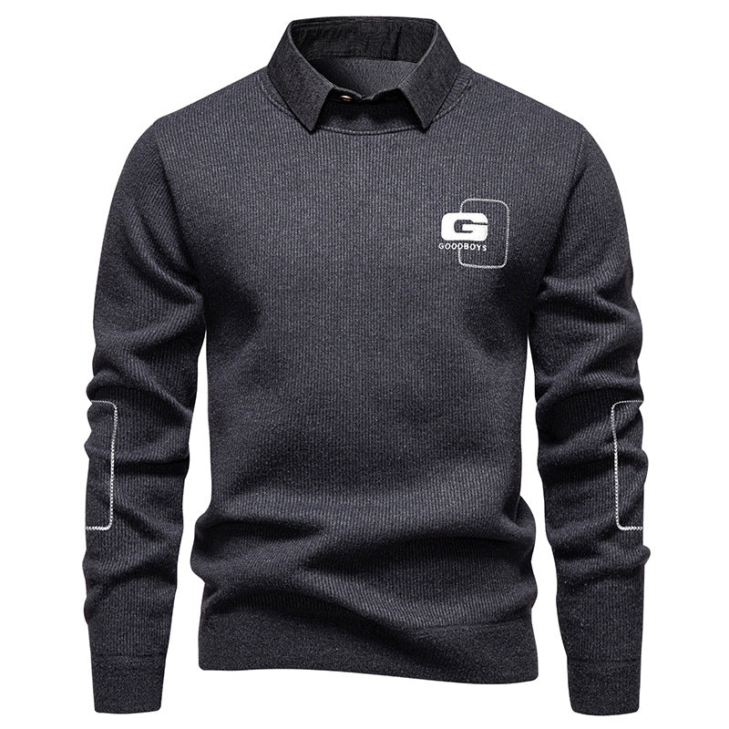 Herren eleganter Pullover mit Kragen und feinem Strickmuster Aliams