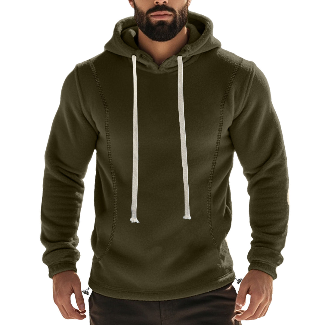 Herren Fleece-Kapuzenpullover mit hohem Kragen und Kängurutasche Aliams